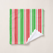 Wit Rood Groen Strepen Patroon Bad Handdoek (Wasdoekje)