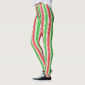 Wit Rood Groen Strepen Patroon Leggings (Links)