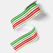 Wit Rood Groen Strepen Patroon Satijnen Lint (Achterkant)