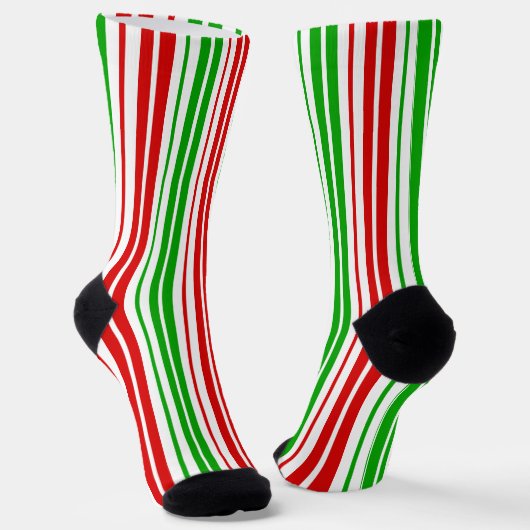 Wit Rood Groen Strepen Patroon Sokken (Gebogen)