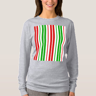 Wit Rood Groen Strepen Patroon T-shirt
