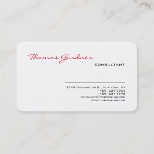 Wit rood handschrift Plain Modern Minimalist Visitekaartje