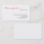 Wit rood handschrift Plain Modern Minimalist Visitekaartje (Voorkant / Achterkant)