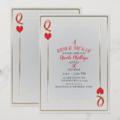 Wit & Rood Hartendame Bruiloftsborrel Kaart (Voorkant / Achterkant)