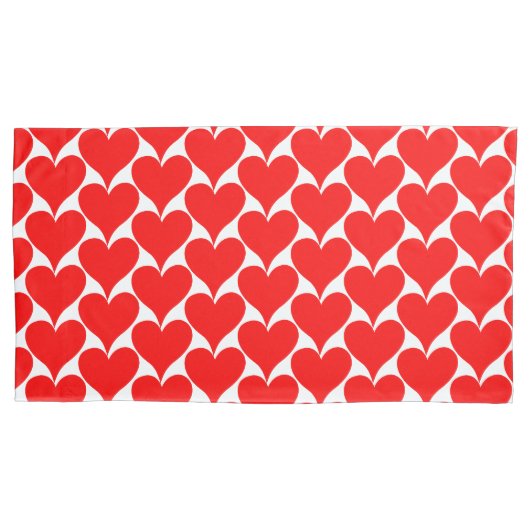 Wit Rood Hartjes Patroon Kussensloop (Voorkant-Links)