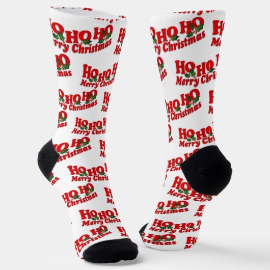 Wit rood ho ho ho santa kerst sokken (Gebogen)