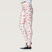 Wit & Rood Kerstmis Sneeuwvlokken Patroon Vol Leggings (Links)