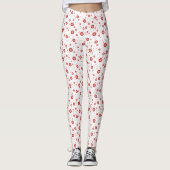 Wit & Rood Kerstmis Sneeuwvlokken Patroon Vol Leggings (Voorkant)