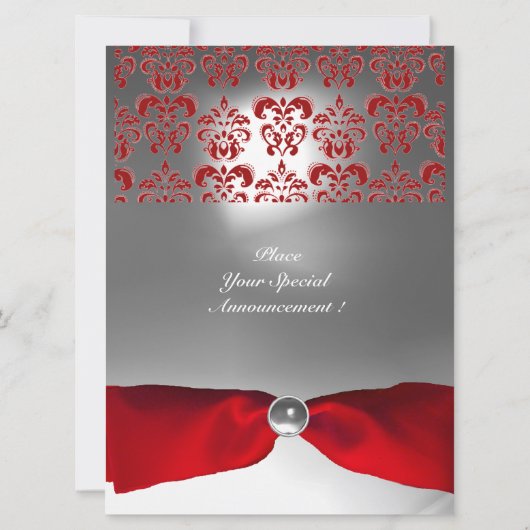 WIT ROOD LINT DAMAST GEËMONOGRAMMEERDE EDELSTEEN KAART (Achterkant)