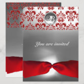 WIT ROOD LINT DAMAST INITIALED EDELSTEEN KAART (Voorkant / Achterkant)