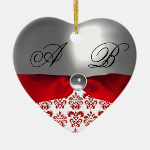 WIT ROOD LINTEN DAMAST INITIALEN EDELSTEEN KERAMISCH ORNAMENT