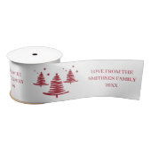 Wit Rood Minimalistische Kerstbomen Satijnen Lint (Spoel)