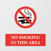 Wit Rood Modern Niet Roken Zone Metaal Raamsticker (Vel)