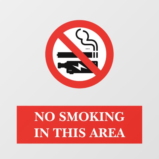 Wit Rood Modern Niet Roken Zone Metaal Raamsticker (Vel)