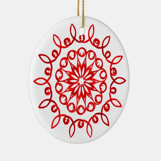 Wit Rood Mooie Sierlijke Traditionele Kerstmis Keramisch Ornament (Rechts)