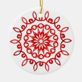 Wit Rood Mooie Sierlijke Traditionele Kerstmis Keramisch Ornament (Voorkant)