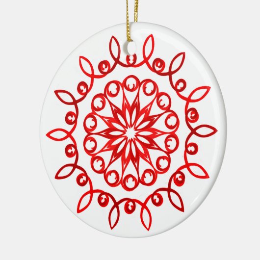 Wit Rood Mooie Sierlijke Traditionele Kerstmis Keramisch Ornament (Links)