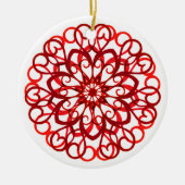 Wit Rood Mooie Sierlijke Traditionele Kerstmis Keramisch Ornament (Voorkant)