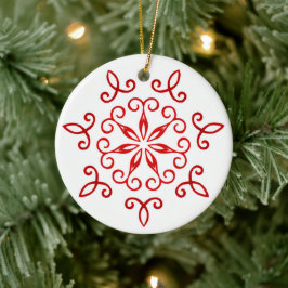 Wit Rood Mooie Sierlijke Traditionele Kerstmis Keramisch Ornament