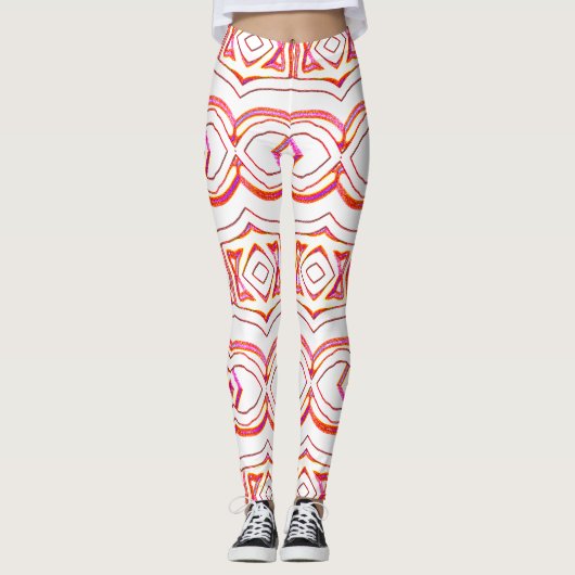 Wit rood naadloos patroon "Ratti_Creative_Arts" Leggings (Voorkant)