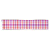 Wit Rood Paars Geruit Schotse Ruit Design Korte Tafelloper (Horizontaal)