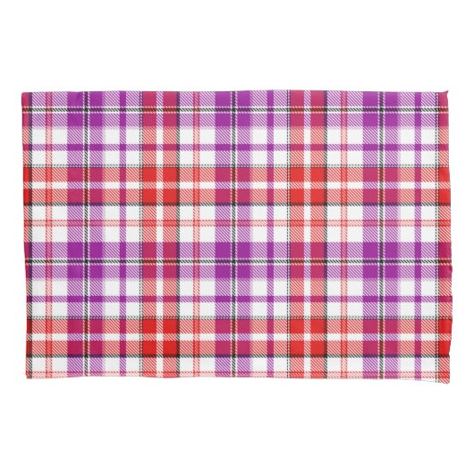 Wit Rood Paars Geruit Schotse Ruit Design Kussensloop (Voorkant)