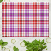 Wit Rood Paars Geruit Schotse Ruit Design Theedoek (Gevouwen)