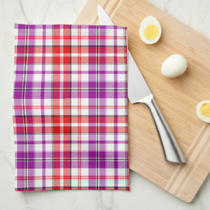 Wit Rood Paars Geruit Schotse Ruit Design Theedoek