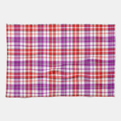 Wit Rood Paars Geruit Schotse Ruit Design Theedoek (Horizontaal)