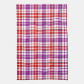 Wit Rood Paars Geruit Schotse Ruit Design Theedoek (Verticaal)