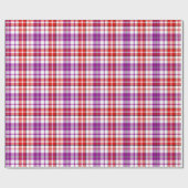 Wit Rood Paars Geruit Tartan Design  Cadeaupapier (Vlak)