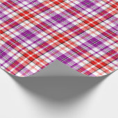 Wit Rood Paars Geruit Tartan Design  Cadeaupapier (Hoek)