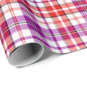 Wit Rood Paars Geruit Tartan Design  Cadeaupapier (Rol Hoek)