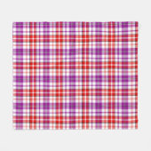 Wit Rood Paars Geruit Tartan Design  Fleece Deken (Voorkant (Horizontaal))
