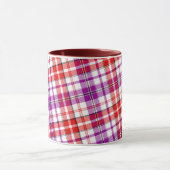 Wit Rood Paars Geruit Tartan Design  Mok (Midden)