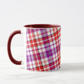 Wit Rood Paars Geruit Tartan Design  Mok (Links)