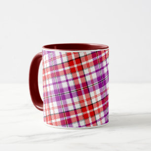 Wit Rood Paars Geruit Tartan Design  Mok