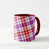 Wit Rood Paars Geruit Tartan Design  Mok (Voorkant rechts)
