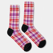 Wit Rood Paars Geruit Tartan Design Sokken (Rechts)