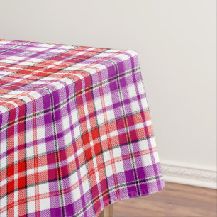 Wit Rood Paars Geruit Tartan Design  Tafelkleed