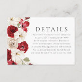 Wit & Rood Prachtige Bloemen Trouwdetails Informatiekaartje (Voorkant)