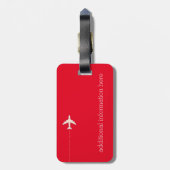 Wit Rood Reisvliegtuig Bagagelabel (Achterkant verticaal)