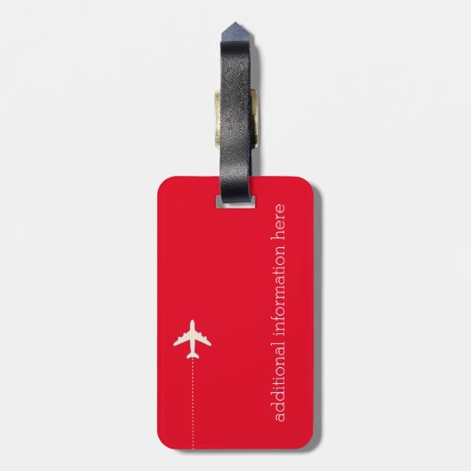 Wit Rood Reisvliegtuig Bagagelabel (Achterkant verticaal)