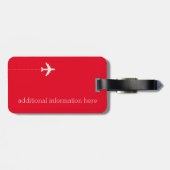 Wit Rood Reisvliegtuig Bagagelabel (Achterkant horizontaal)