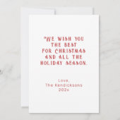 Wit Rood Rocking Horse Christmas Kaart (Achterkant)