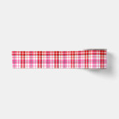 Wit Rood Roze Geruit Schotse Ruit Design Satijnen Lint (Voorkant)