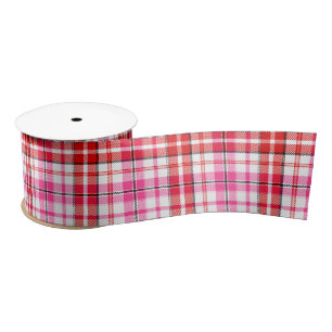 Wit Rood Roze Geruit Schotse Ruit Design Satijnen Lint