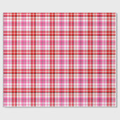 Wit rood roze geruit tartan ontwerp cadeaupapier (Vlak)
