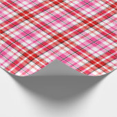 Wit rood roze geruit tartan ontwerp cadeaupapier (Hoek)