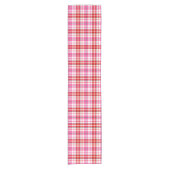 Wit rood roze geruit tartan ontwerp korte tafelloper (Voorkant)